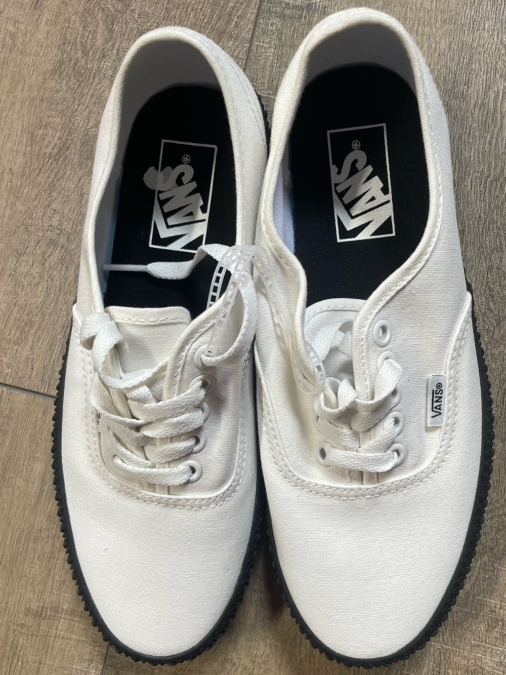 Vans White Canvas Low-Profile Sneakers with Black Insole